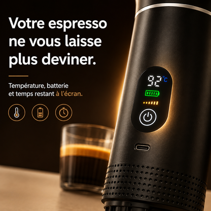 Koffe One — Machine à espresso portable auto-chauffante.