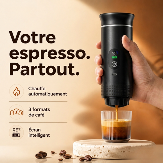 Koffe One — Machine à espresso portable auto-chauffante.